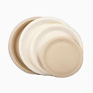 Custom 9-inch Environmentally Friendly Square Round Oval Biodegradable Bagasse Disposable Paper Plate