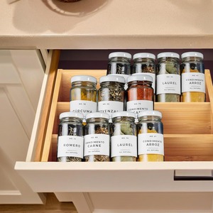 Bamboo Spice Rack Organizer 3 Tier Spice <b>Shelf</b> Stand for Kitchen Countertop, Wood Folding Spice Rack for Cabinet - Product Image 5