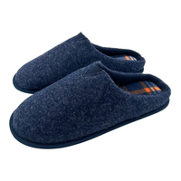 Chaussons confortables pour hommes à enfiler avec dessus en feutre Doublure en tissu écossais doux Style col en V élastique Chaussons d'hiver