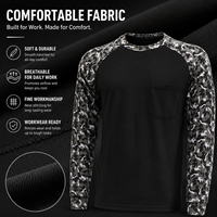 Chemise de travail à manches longues avec manches raglan camouflage, couleur personnalisée, poche poitrine, pour la construction et l'industrie