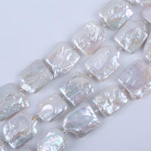 Perles d'eau douce baroques carrées Zhuji Pearl 18-20 mm, blanches naturelles, perles en vrac pour la fabrication de bijoux DIY - Product Image 2