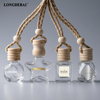 Diffuseur de voiture suspendu de luxe, flacon en verre vide pour parfum de voiture 5ml 8ml 10ml avec bouchon en bois et cordon perlé