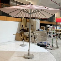 Edelstahl-Mittelsäulen-Sonnenschirm im modernen Design, wasserdicht, für den Außenbereich, mit Zugseilöffnung, in verschiedenen Größen erhältlich