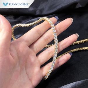 Tianyu Gems Oro y plata Estilo de lujo tachonado con collar de cadena de diamantes Moissanite - Product Image 3