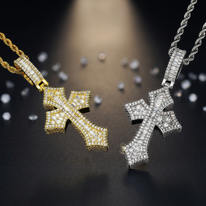 Luxury Fashion Cross <b>Pendant</b> <b>for</b> <b>Men</b> S925 Solid <b>Silver</b> VVS1 Moissanite Popular Hip Hop Style America Warehouse Rapper's Favorite - Product Image 1
