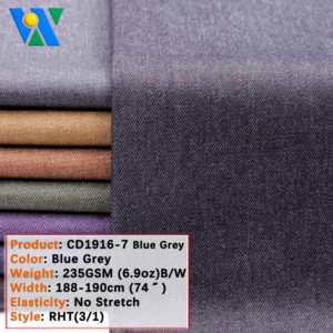 7,2 oz azul + gris tela vaquera sarga tejida tela vaquera rollos fabricante al por mayor algodón poliéster no elástico ligero Denim - Product Image 2