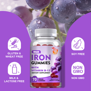 Complément Alimentaire de Fer de Haute Qualité Sans Gluten, Gummies au Fer avec Complexe B et Folate pour le Bien-être Général - Product Image 3