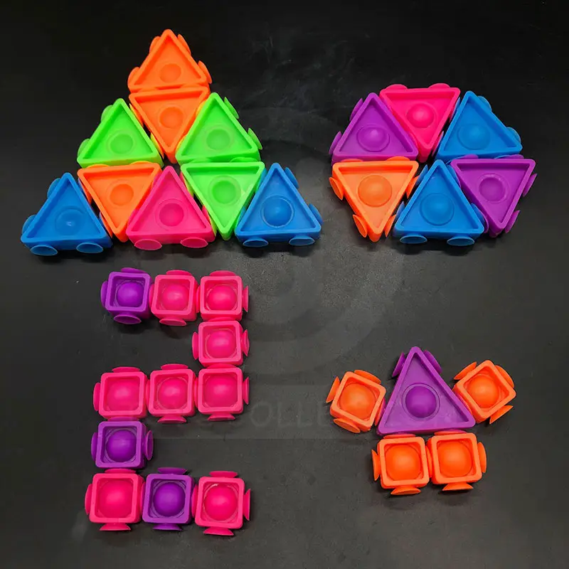 2022 New Silicone Building Blocks Bubble Mimics Octopus Sucker Colorful Variety Splicing Toys Puzzle Square Triangle For Kids