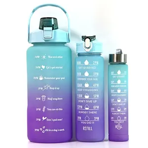 64oz 32oz 17oz Hot Selling 2023 3 In 1 Water Bottles Bpa Free Big Capacity With Time Marker And Motivational Words