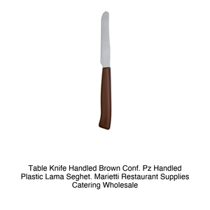 Marietti Dinner Knife Brown Handle Pack of 6 <b>Plastic</b> Handle <b>Saw</b> Blade - Product Image 2
