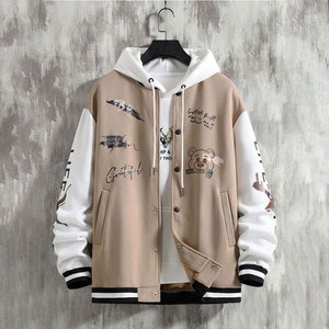 Chaqueta Bomber Personalizada con Cierre, Diseño Casual con Letras, Deportiva, de Invierno, de Lona, con Bordado Chenille, con Cremallera, para Hombre, de Poliéster/Algodón - Product Image 2