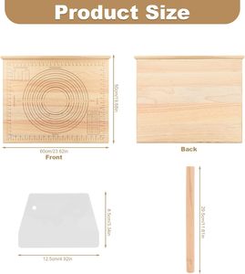 带卷尺的木制糕点盘，包括揉面板、擀面杖、多用途面团盘套装 - Product Image 2