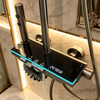 Ensemble de douche intelligent tout en cuivre avec affichage numérique pour salle de bain domestique, finition bronze, lumière d'ambiance, pression accrue, jet doux, laiton