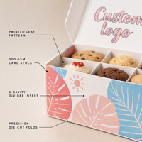 Boîte à gâteaux et cupcakes de boulangerie avec 6 compartiments séparateurs, emballage personnalisé avec logo, fournisseur en gros, pliable et imprimé