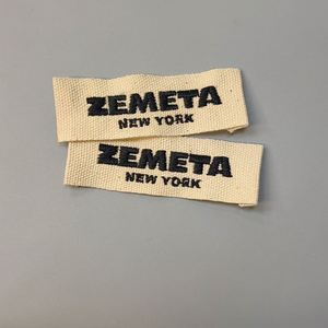 Étiquettes de vêtements de luxe en coton 100 % pour la vente en gros, étiquettes de col en damassé, étiquettes personnalisées à pli final, logo de marque, étiquettes brodées 3D - Product Image 1