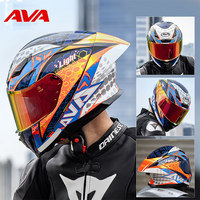 Casque de moto intégral en fibre composite certifié 3C AVA Titanium Lightning pour hommes et femmes, hiver, course, anti-buée, toutes saisons