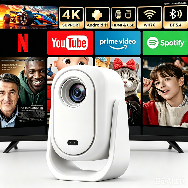 Smart Mini Portable B15 LCD Projector with Full HD 1080P Android 12 Auto Focus WiFi 6 and HDMI Home Cinema Outdoor Camping Video