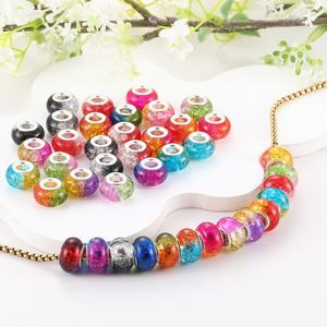 <b>Large</b> Hole DIY Fashion Bracelet Accessories Two-Tone Gradient Ice Crack Pattern Mix Colored Acrylic Loose Beads <b>Pan</b> Beads - Product Image 1