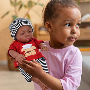 Real Life 10-Inch African Black Reborn Baby Doll Vinilo suave con dos juegos de ropa Juguete de peluche para niños - Product Image 3