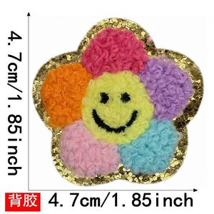 Nouveau Patch en Chenille Thermocollant Rose Vif avec Bord Doré, Motifs Fleur, Lumière, Sac à Main, Patineur, Lunettes de Soleil pour Vêtements et Sacs - Product Image 6