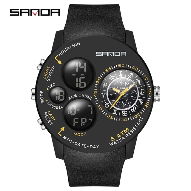 Men's Electronic Watch SANDA 6036 New Fashion Alarm Luminous Calendar Digital Watch Sports Waterproof Student Watch