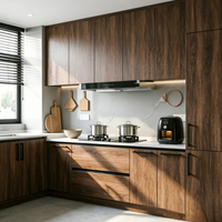 Meubles de cuisine modulaires de luxe italiens populaires aux États-Unis avec éclairage LED intégré, unité de cuisine complète pour condo