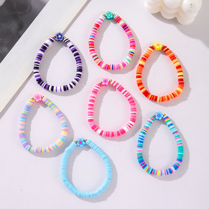Flower Polymer Clay <b>Bracelet</b> Set Multicolor Layered Bohemian Style Party Jewelry Unisex Fashion <b>String</b> <b>Bracelets</b> - Product Image 4
