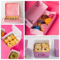Vente en gros de beignets à gâteaux de boulangerie roses personnalisés et boîte à beignets à biscuits avec insert, boîtes à beignets à biscuits pour brownies