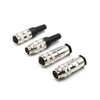 Conector M16 Macho Hembra de 2 Pines, Impermeable IP67, Metálico, Código A, Enchufe Circular