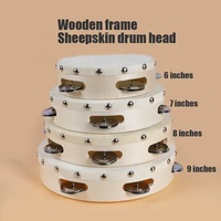 OEM Custom Logo 6 7 8 9 10-Inch Wooden Professional Grade Hand Drum Tambourine Percussion Instruments for Live Band Performance