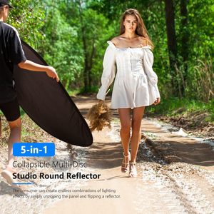 Réflecteur de lumière ovale pliable portable en plastique multicolore 2-en-1 avec sac de transport et accessoires de studio - Product Image 4