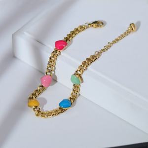 Pulsera de Acero Inoxidable de Lujo Personalizada, Resistente al Deslustre y al Agua, Chapada en Oro Multicolor de 14k y 18k, con Forma de Corazón, para Mujer, Venta al Por Mayor - Product Image 2