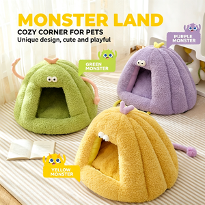 New dog kennel winter warm semi-closed cat kennel pad autumn winter small monster shape cat pet supplies wholesale - Product Image 6
