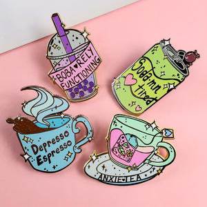 Tùy Chỉnh Thiết Kế Dễ Thương Trâm Phụ Nữ Pin Kim Loại Cốc Cà Phê Ve Áo Pins Huy Hiệu Biểu Tượng Tùy Chỉnh Cứng Mềm Men Pin - Product Image 3