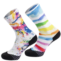 Chaussettes d'été pour hommes, personnalisées avec logo, tie-dye, asymétriques, effet éclaboussures de peinture, graffiti arc-en-ciel, pour skateboard, vente en gros