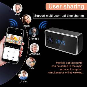 Caméra de surveillance miniature pour la maison, avec contrôle sans fil Wifi, vision nocturne infrarouge, vidéo Full HD 1080P, réveil miniature - Product Image 5