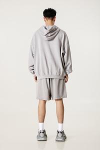 100% cotone pesante <span class=keywords><strong>oversize</strong></span> con cerniera lavata con cappuccio Logo personalizzato <span class=keywords><strong>giacca</strong></span> di spugna tinta unita <span class=keywords><strong>nera</strong></span> Streetwear da uomo - Product Image 6