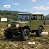 Jouets RC pour adultes, SUV vintage vert 4x4 télécommandé, qualité hobby, cadeau, tout-terrain, métal, chargeur inclus, homologué EN71 CE