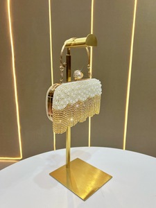 Borsa da Sera per <span class=keywords><strong>Donna</strong></span> con Nappa di Perle, <span class=keywords><strong>Pochette</strong></span> con Strass e Catene, Borsa da Sera Transfrontaliera per Donne - Product Image 2