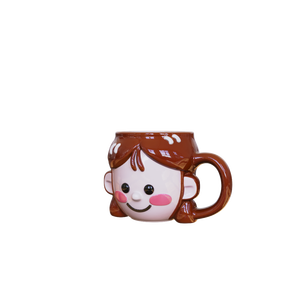 Nhà Máy Bán buôn tùy chỉnh dễ thương mỉm cười Kid mặt Mug gốm với xử lý 3D phim hoạt hình nhân vật cốc cà phê cho món quà trang trí nội thất - Product Image 2