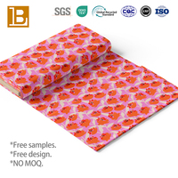 Kain katun poplin cetak digital motif bunga Valentine Pink BILU, 100% katun,  khusus untuk pakaian anak perempuan.