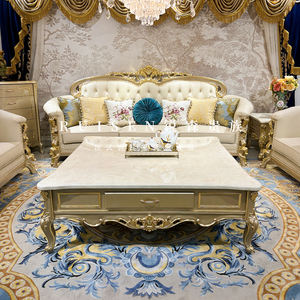 Set Sofa Ruang Tamu Warna Barok Prancis Mewah, Furnitur Ruang Tamu Eropa, Sofa Kulit Asli Gaya Istana Kerajaan - Product Image 3