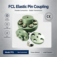 Accouplement élastique à chaîne à rouleaux en acier FCL, connexion goupille-étui, résistant à l'huile, amortissant les chocs, personnalisable OEM, homologué UE, direct usine