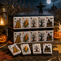 Tuiles de Mahjong en Acrylique Transparent Américaines à Motifs Citrouille, Maison Hantée et Arbre Mort, Idéales pour l'Entretenissement – Nouveauté Halloween Très Demandée