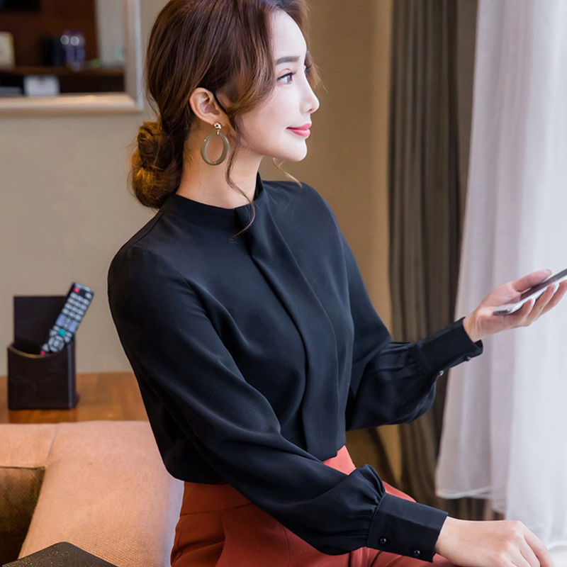 Large plus Size Chiffon woman clothing Blouses Long Sleeve office clothing Formal Loose Blouse tops For Women chemise femme