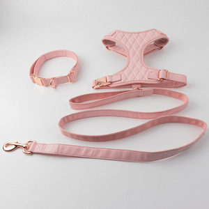 Dafeel Soft Real PU <b>Leather</b> Small <b>Dog</b> <b>Harness</b> Leash Set Personalized Designer Pet <b>Harness</b> Wholesale - Product Image 2