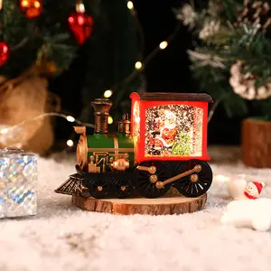 Christmas Santa Claus Lighted Home Decoration Santa Lighted Water Train Gift