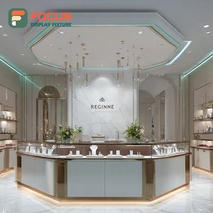 Vitrine de bijouterie minimaliste pour centre commercial, comptoir d'exposition commercial avec cadre métallique - Product Image 3