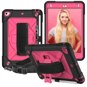 Étui de tablette à sangle épaule dénudée pour <span class=keywords><strong>iPad</strong></span> Mini 4 / Mini <span class=keywords><strong>5</strong></span>, 7.9 pouces, avec porte-crayon, housse de protection en armure robuste, résistante aux chocs - Product Image 1