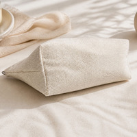 Pochette cosmétique en toile de lin avec logo personnalisé, fermeture éclair, trousse de maquillage, trousse de toilette de voyage